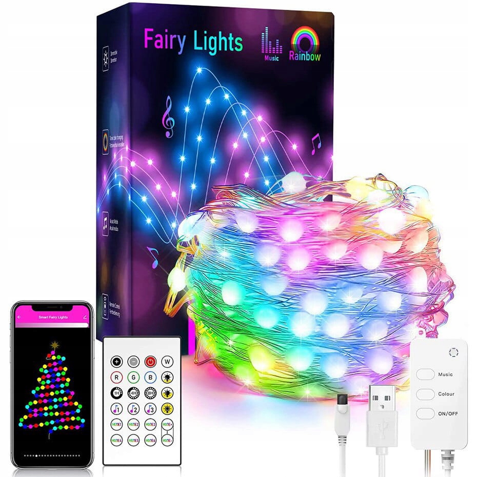 

Łańcuch świetlny Led 20 Metrów WiFi Bluetooth Tuya
