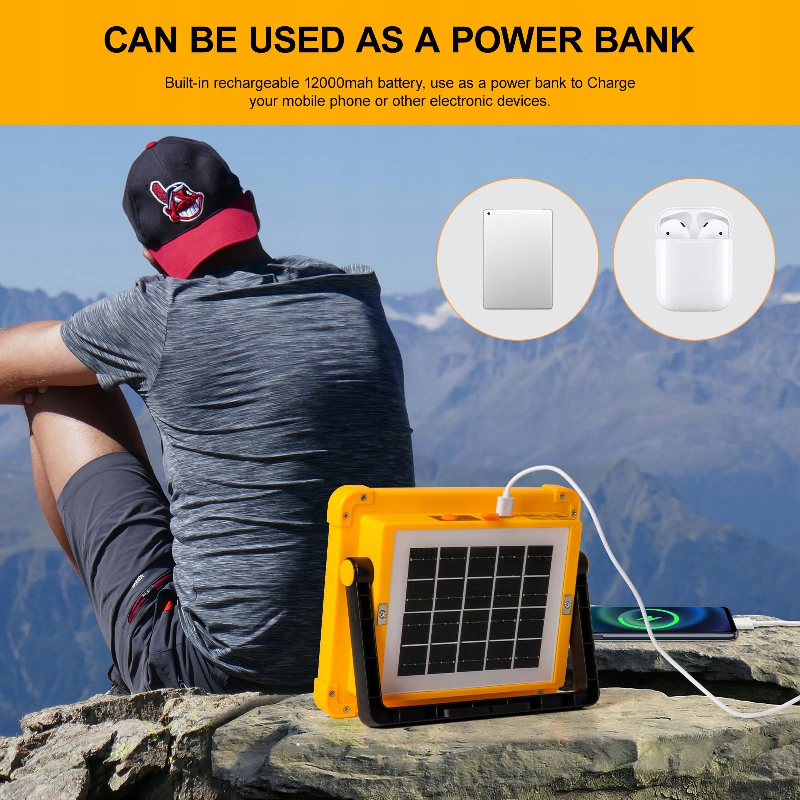 Nulmvic: LED SOLAR 100W 10000LM Portable Rechargeable Work Lamp — miniatura 4
