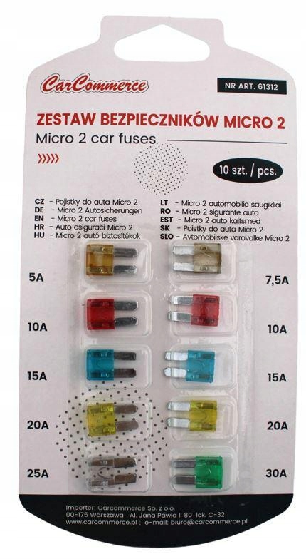 Zestaw Bezpieczników Micro 2 10 szt.