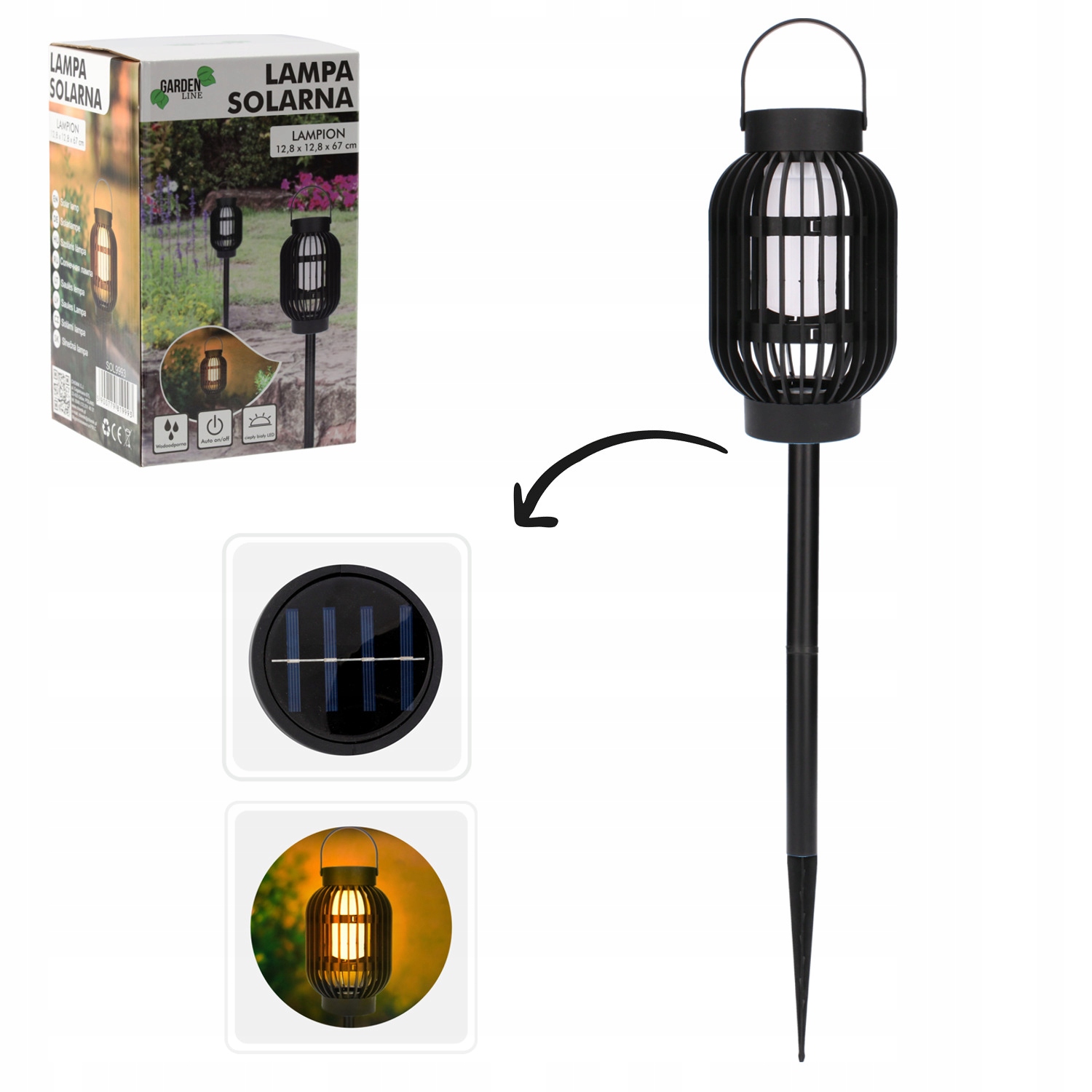 LAMPA SOLARNA EFEKT PŁOMIENIA LAMPION LED OGRODOWA 67CM