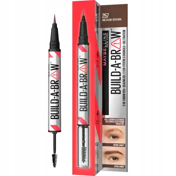 Maybelline Build-A-Brow tužka na obočí gel 2v1 257 středně hnědá