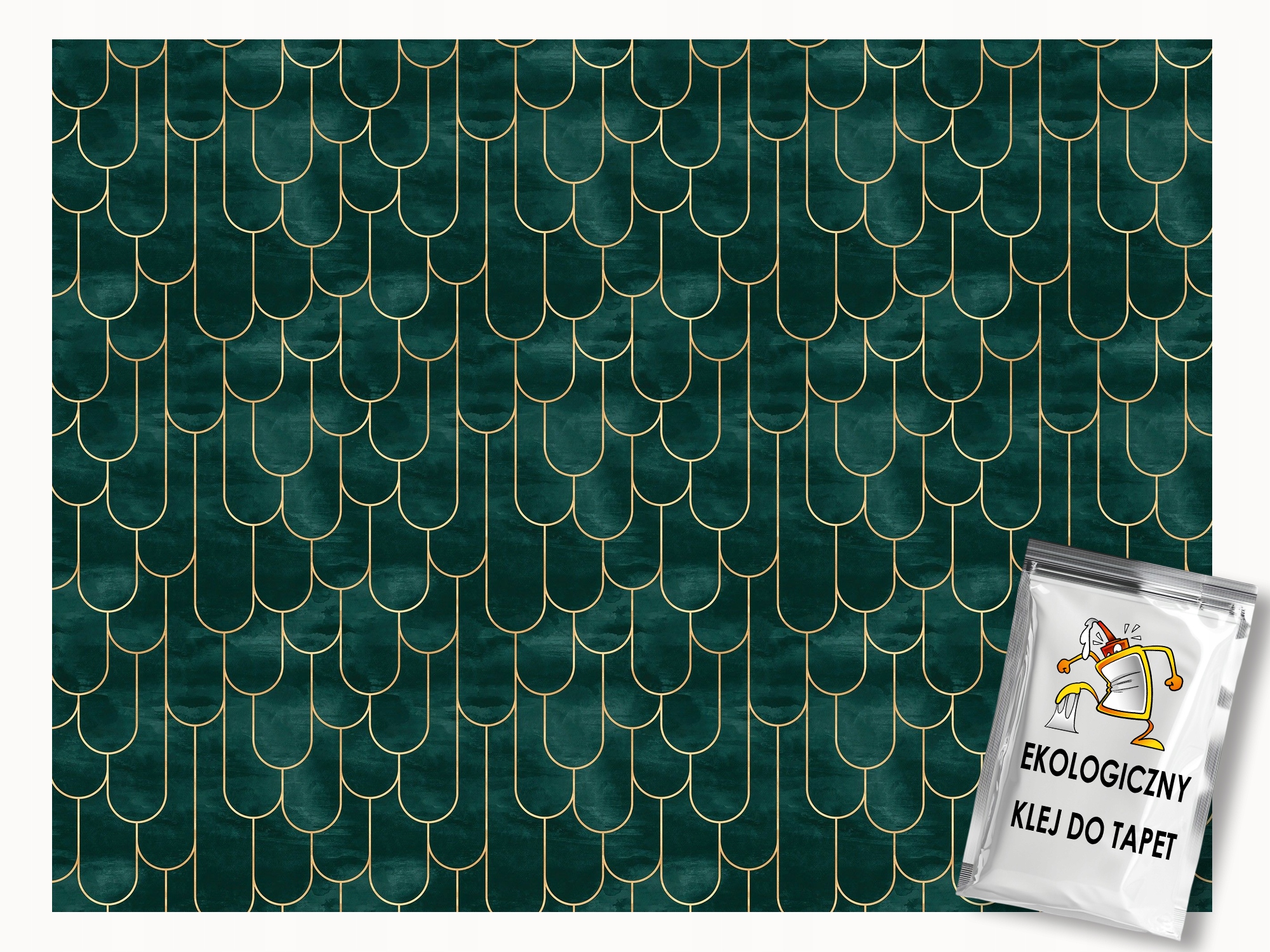 Fototapeta Flizelina Mozaika Art Deco Smaragd Zlato Šupina 300x210 lepidlo