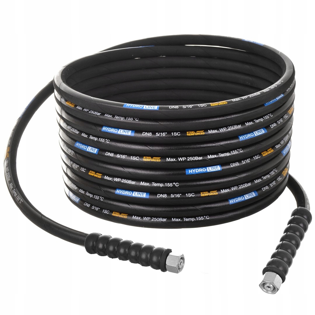 Hadice 15 m DN8 250BAR, závit 3/8 F, pro myčku na myčky, ocelový oplet