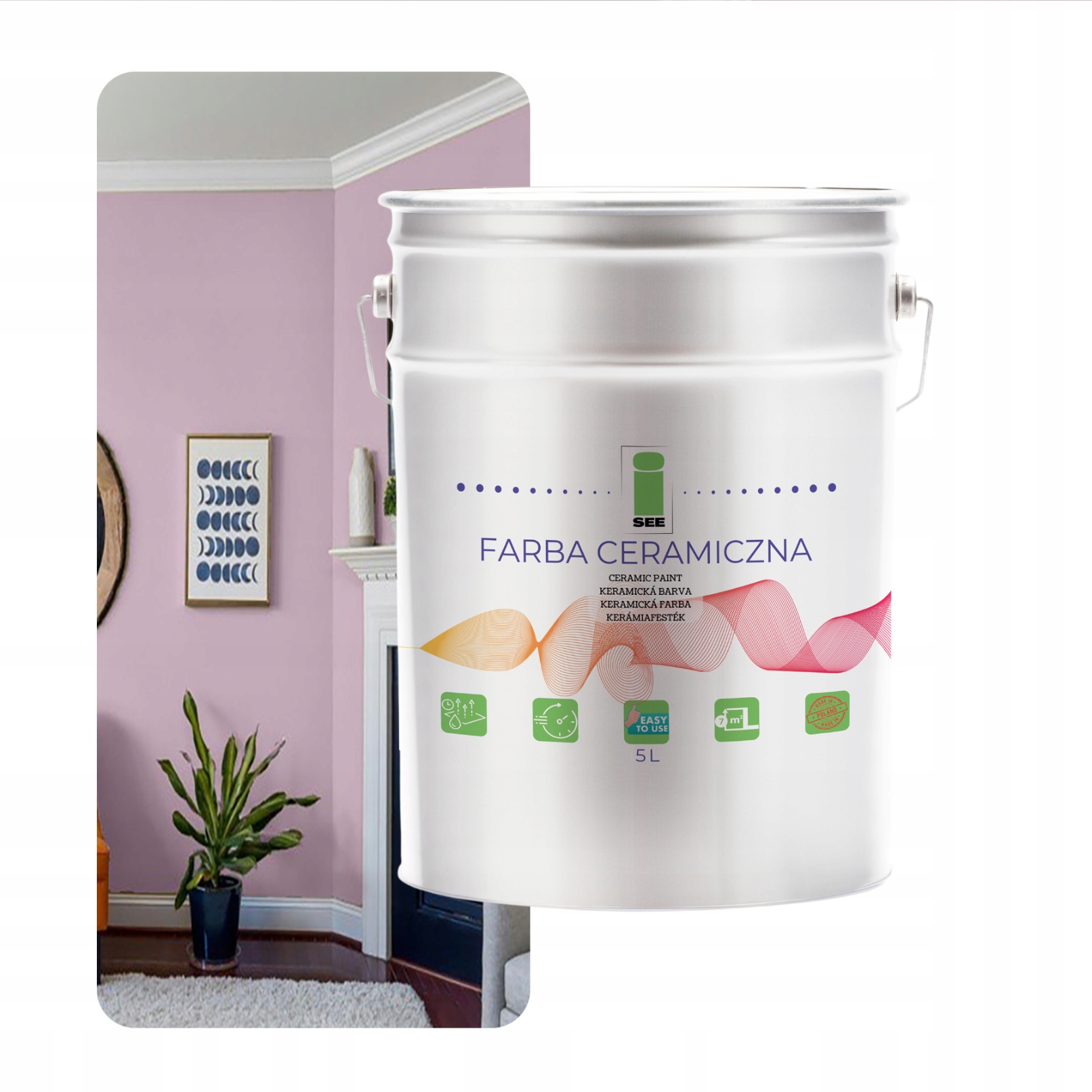 Umývateľná Keramická Farba Na Steny Ružová Púdrová 5 L, Odolná Voči Škvrnám