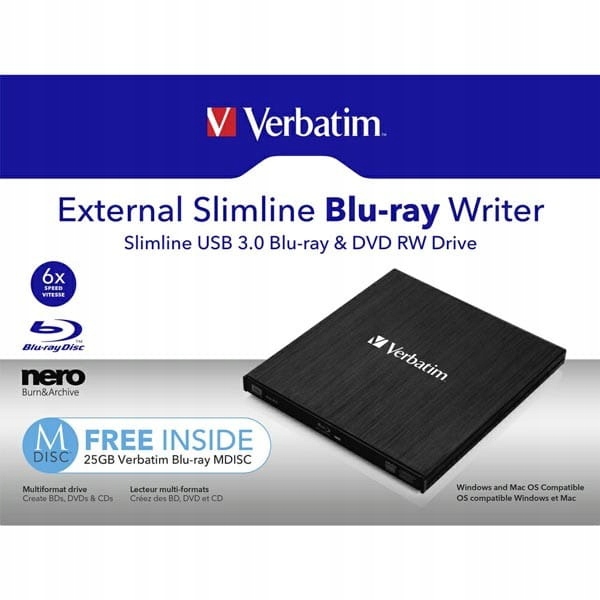 Verbatim Externí Blu-Ray vypalovačka, 43890, technologie Mdisc (tm)