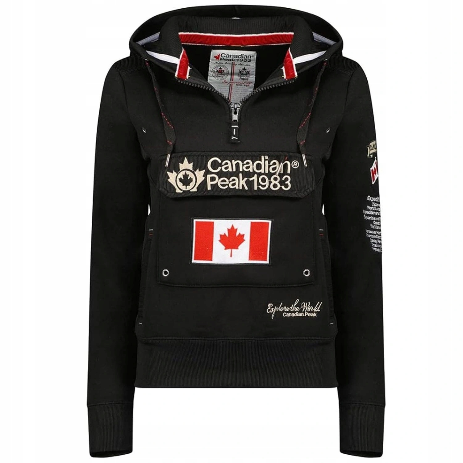 Mikina Canadian Peak sportovní s kapucí fleecová černá s logem vel. L