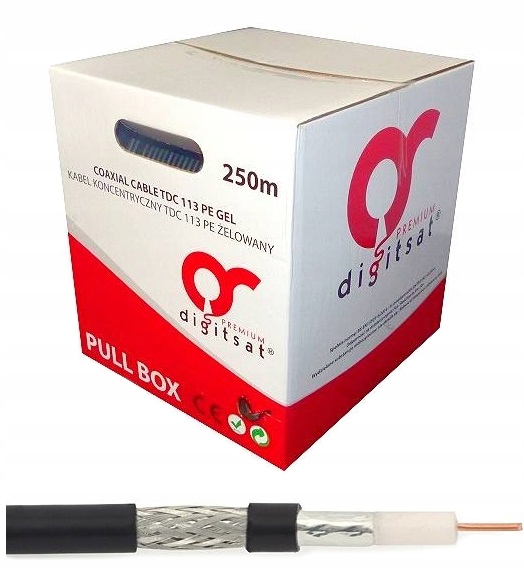 

Kabel Przewód Antenowy Czarny Zewnętrzny Żel 250m