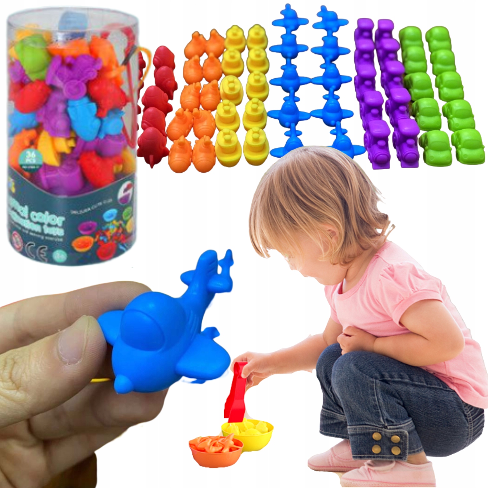 SORTERY DO NAUKI LICZENIA KOLORÓW MONTESSORI POJAZDY SAMOLOTY POCIĄG STATKI