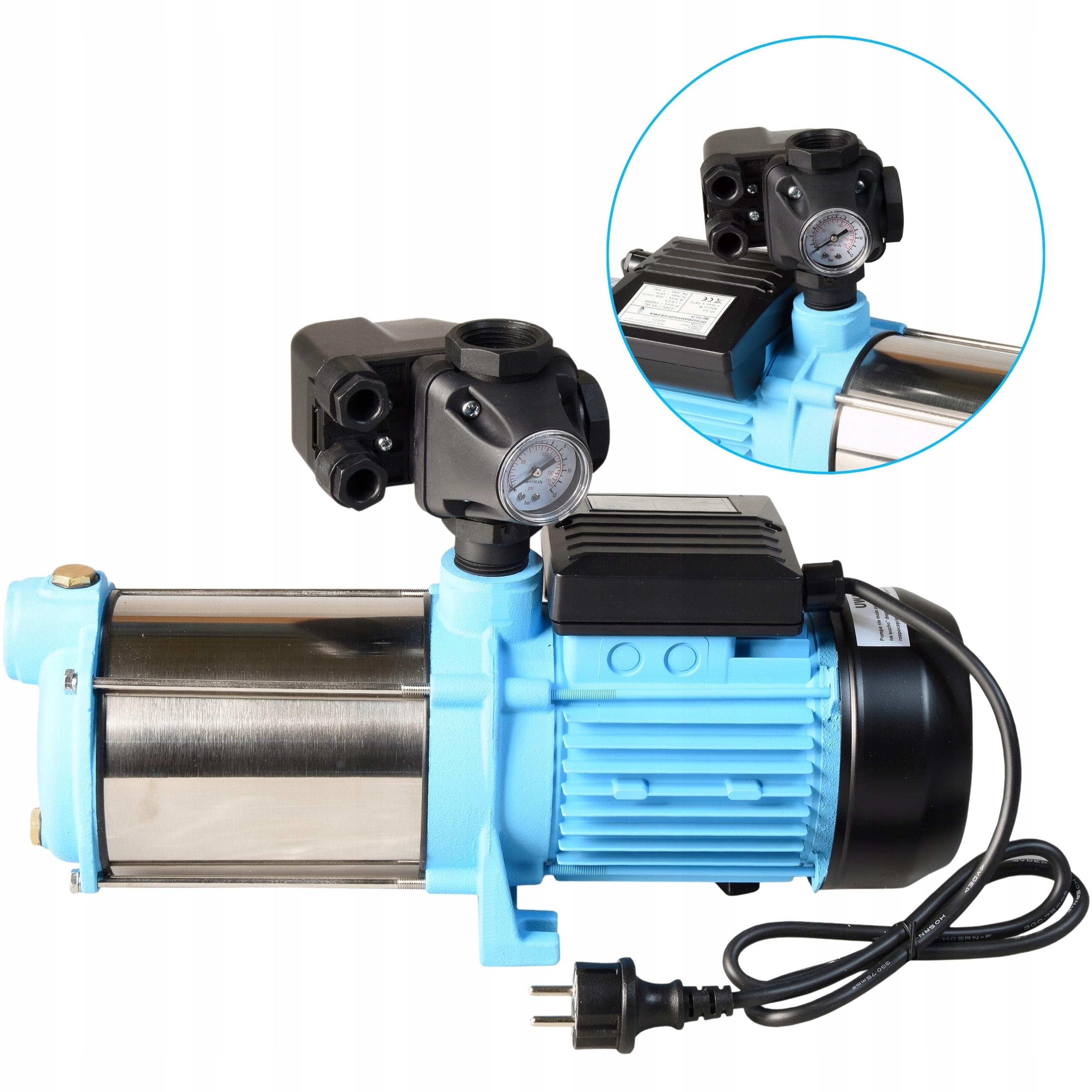 Robustní Výkonná Vodní Pumpa Inox 1300 W 100 L/min S Příslušenstvím Pro Hydrofor 3V1