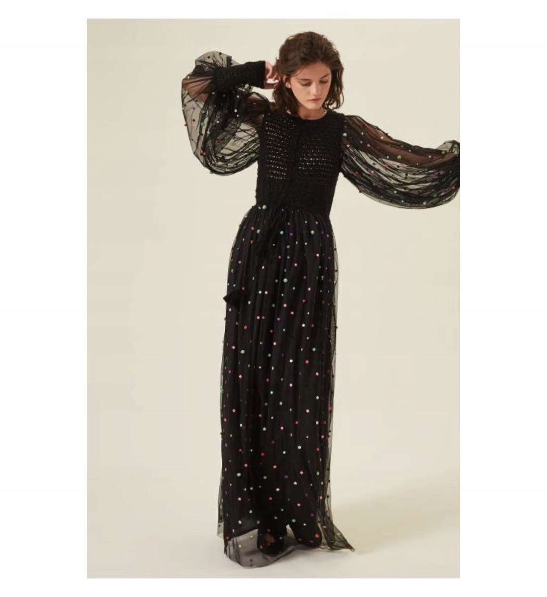 Outlet Manoush Colors Dots černá dlouhá šaty