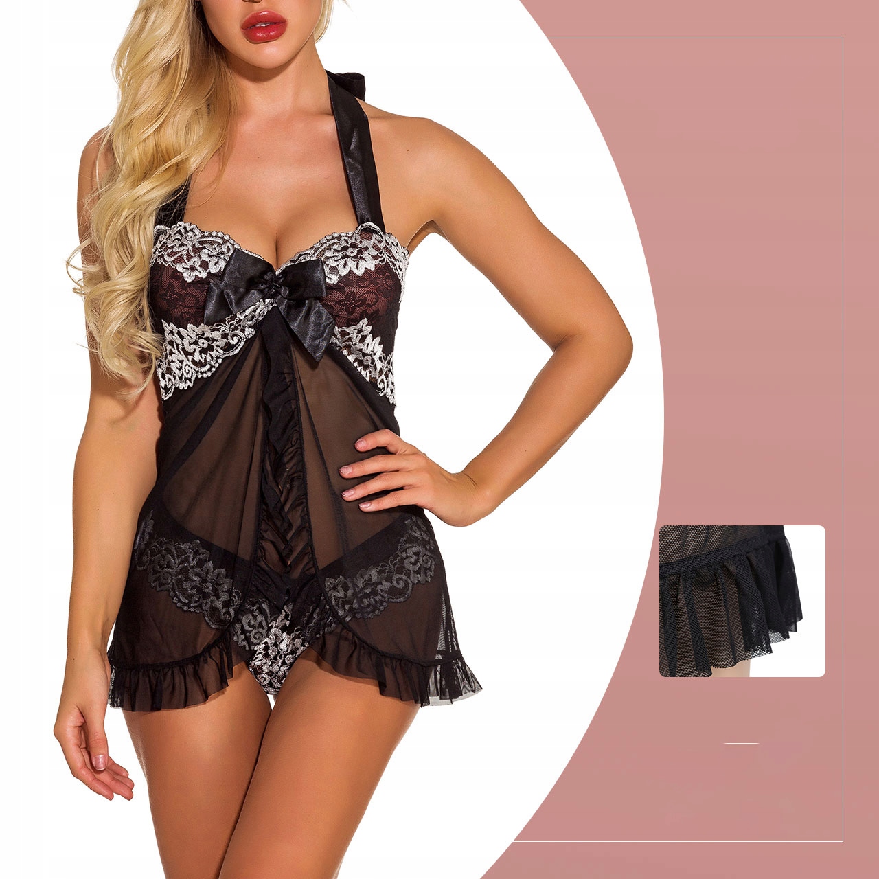 KOSZULKA NOCNA HALKA SEXY BIELIZNA KORONKA PIŻAMA Kod producenta KLER339QWERY7xz