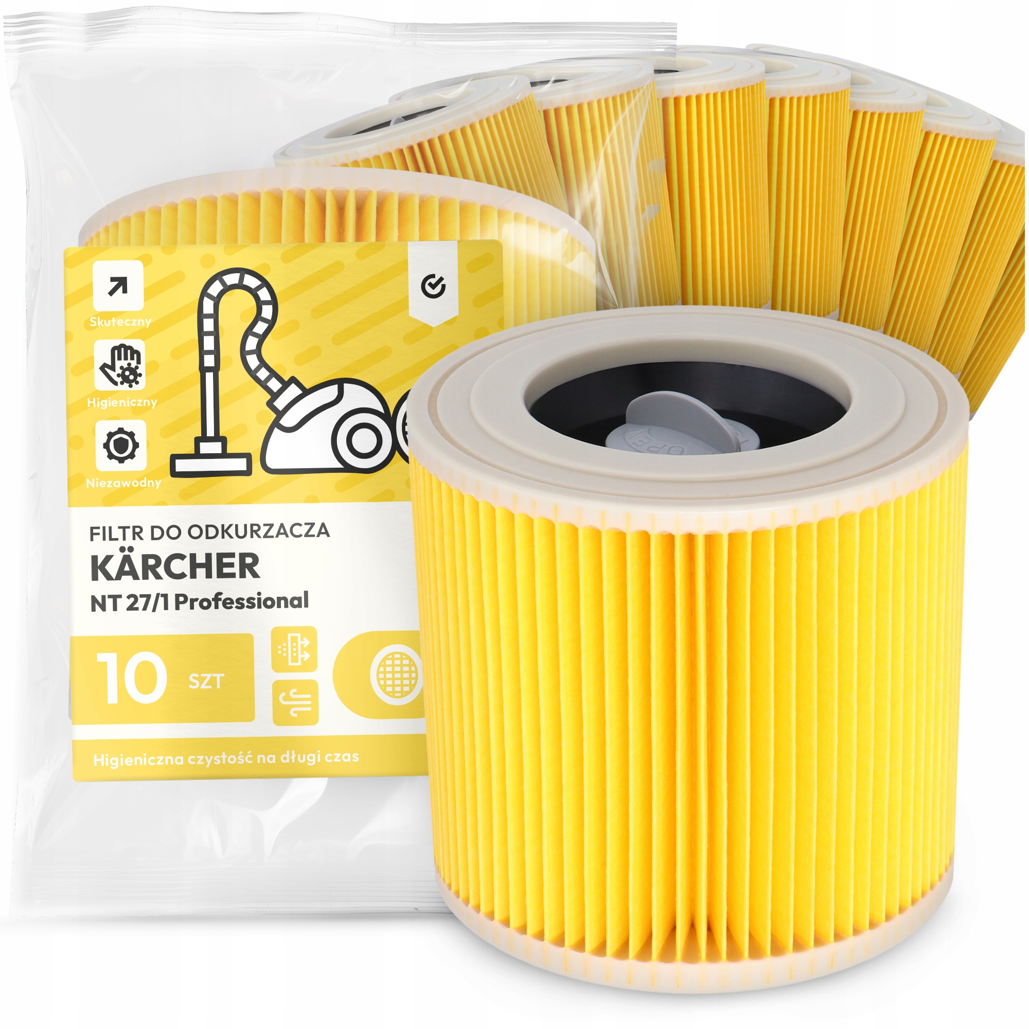 10 x Filtr Pro Vysavač Kärcher Nt 27/1 Professional Výkonný Em-w