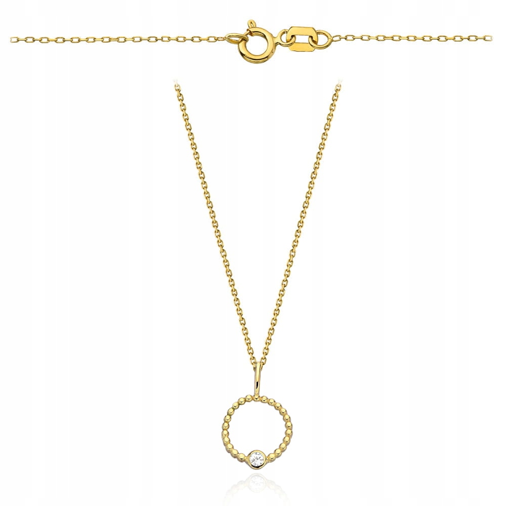 

Naszyjnik złoty 585 ring , kuleczki,cyrkonia