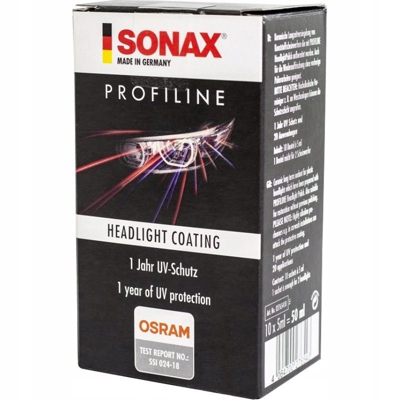 SONAX PROFILINE 10 SASZETEK 5ML POWŁOKA CERAMICZNA DO REFLEKTORÓW Producent Sonax