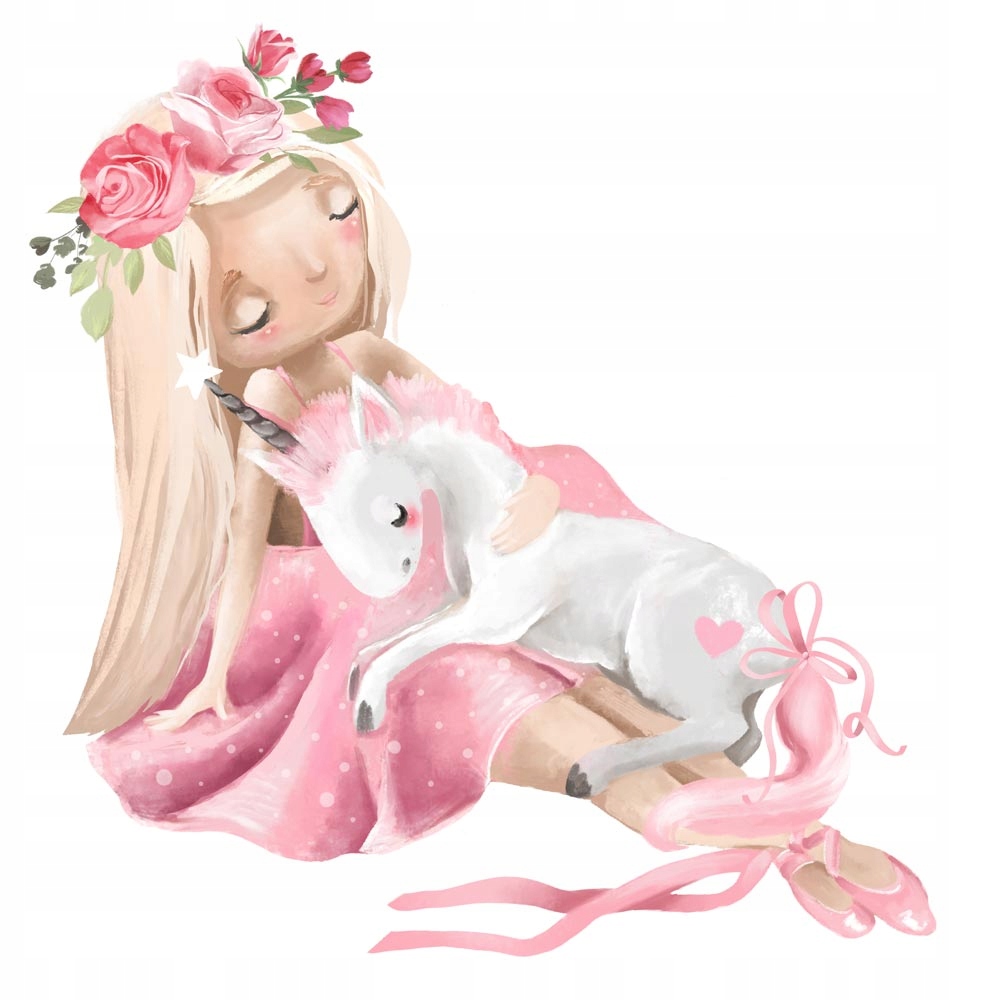 NAKLEJKA NA ŚCIANĘ DZIEWCZYNKA JEDNOROŻEC 70X85cm Marka inna