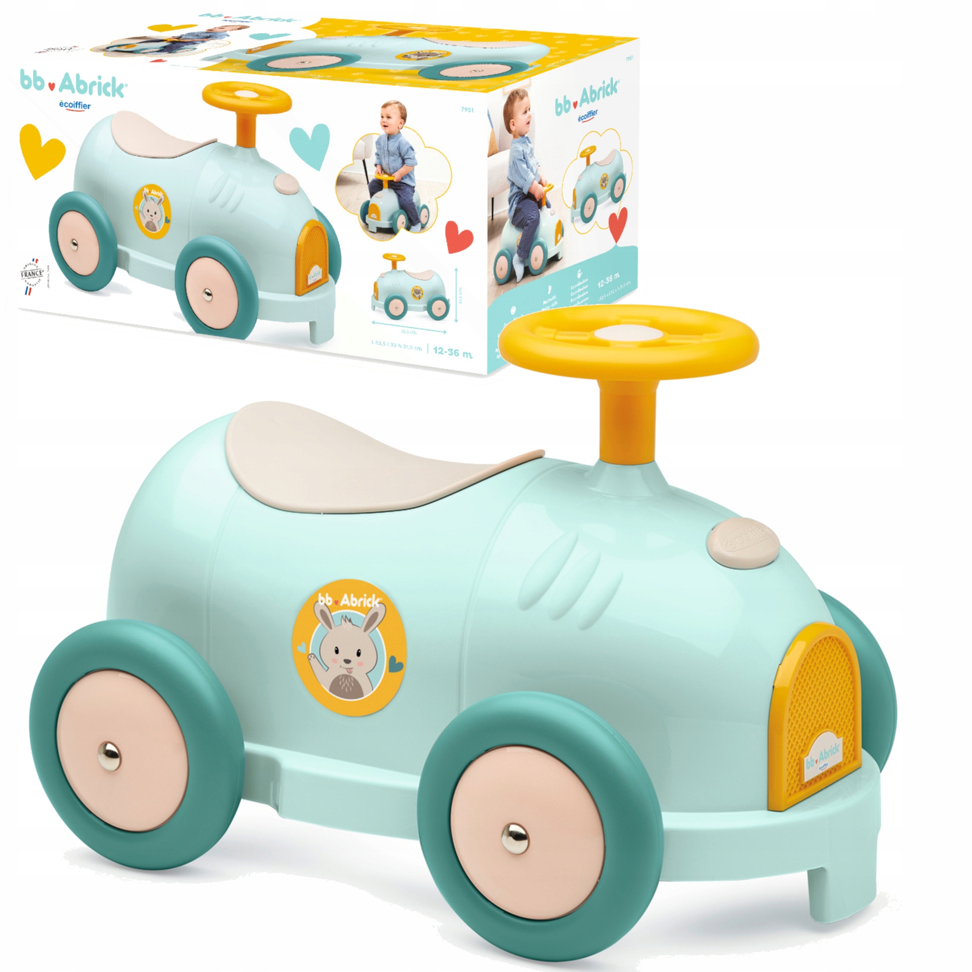 Jeździk Pchacz Samochód Dla Dzieci Niebieski Chodzik Odpychacz Abrick 1+