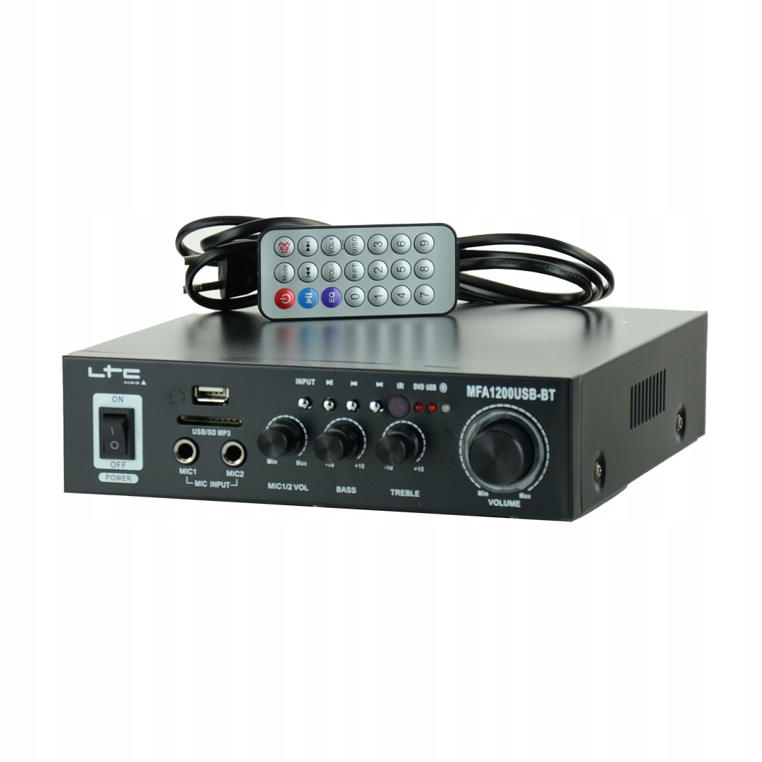 Wzmacniacz stereo 2x 50W KARAOKE USB BT Wysokość produktu 5.5 cm