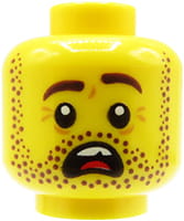 

Lego głowa główka figurki męska, przerażona mina