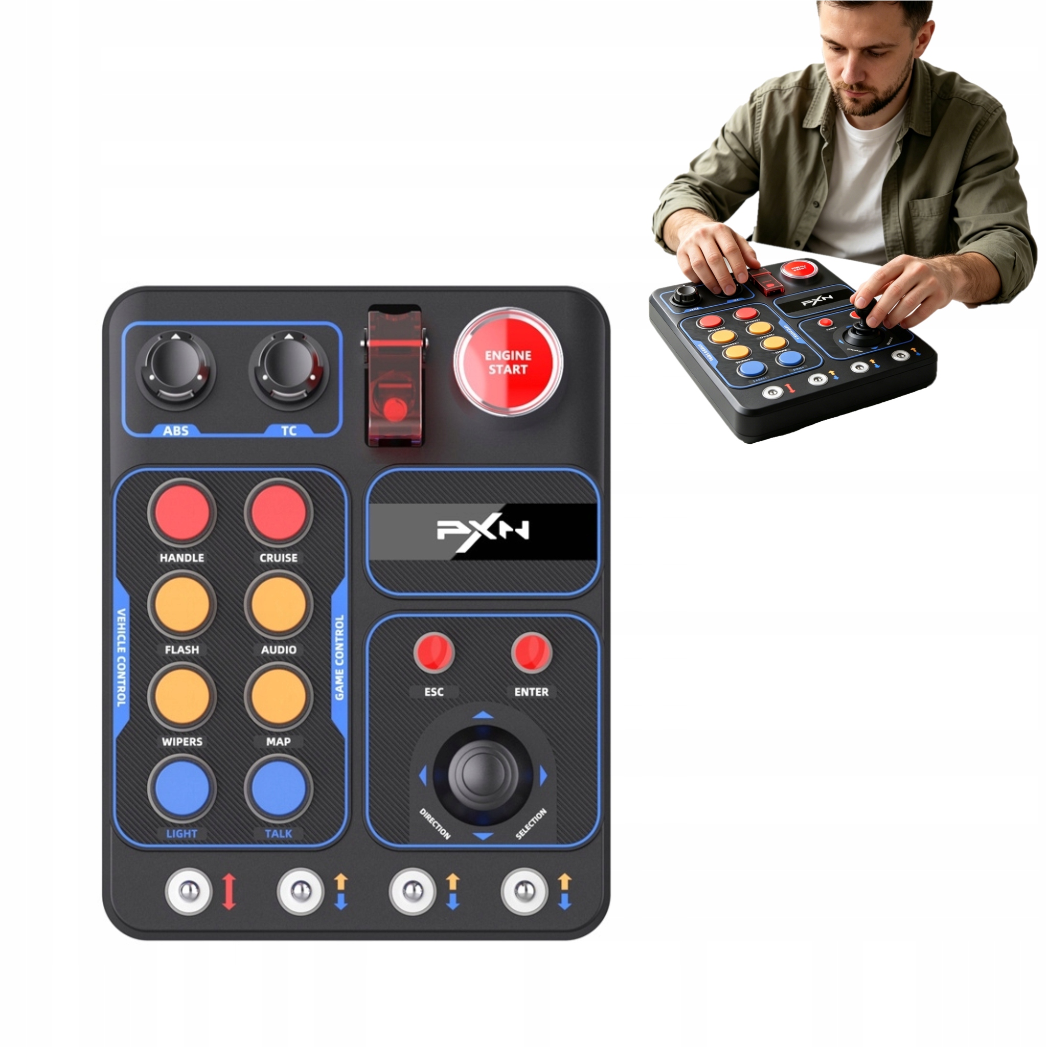 Control Box Pxn CB1 Programowalny Panel Przycisków do Simracingu Gier Rgb