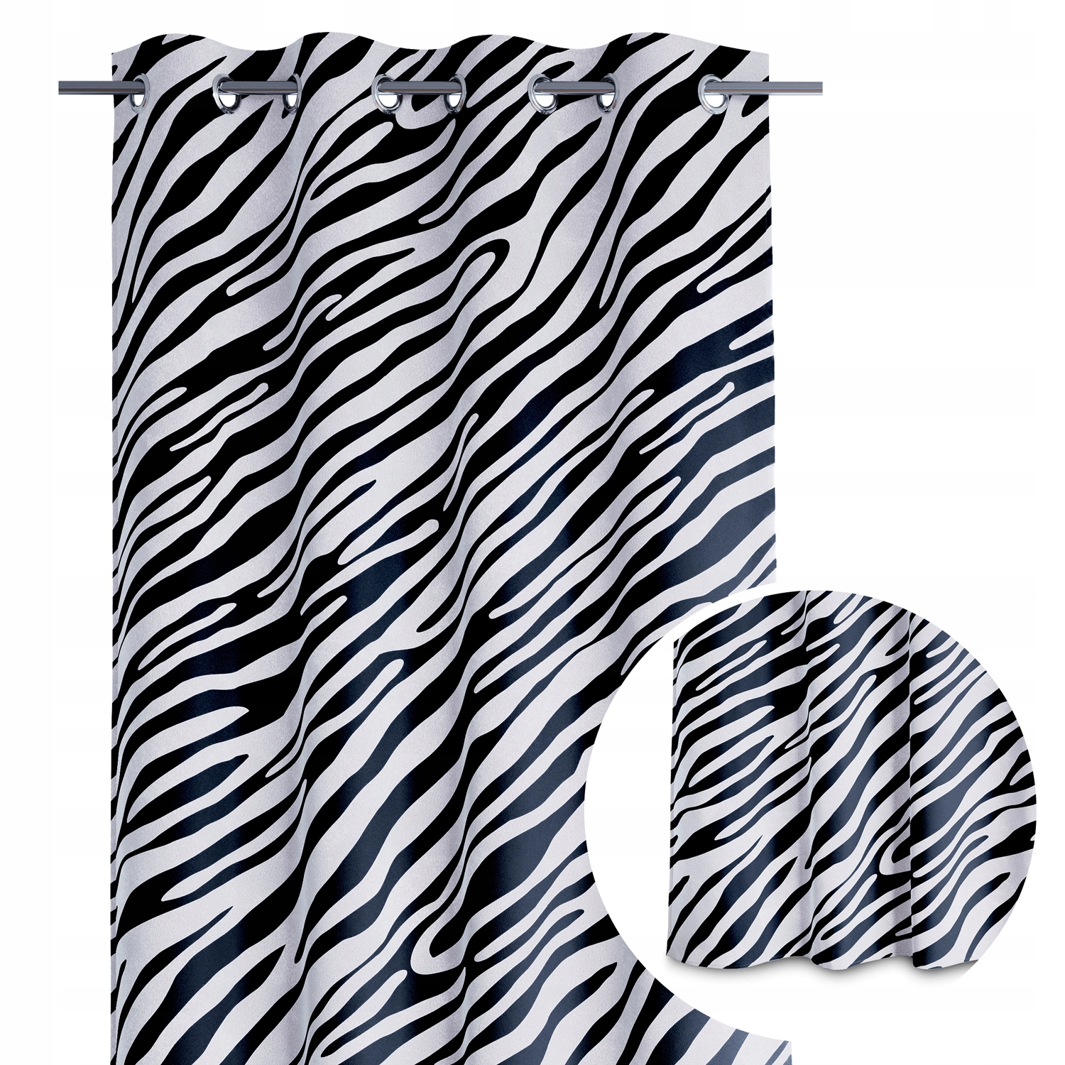 

Zasłony wzór zebra Czarne przelotki 140x250cm