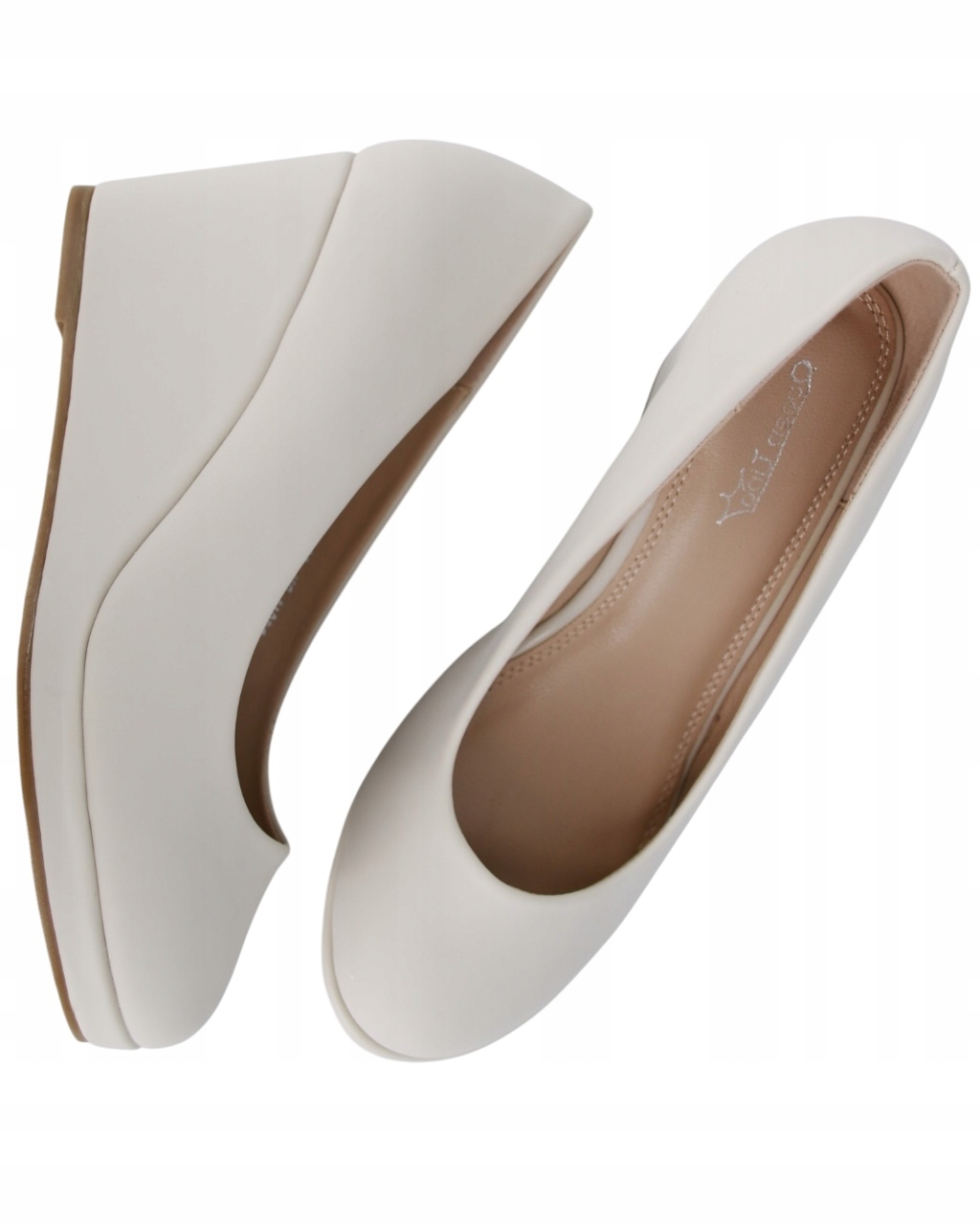 Pohodlné Elegantní Lodičky Na Koturně 7 cm Dámské Boty Béžové 36