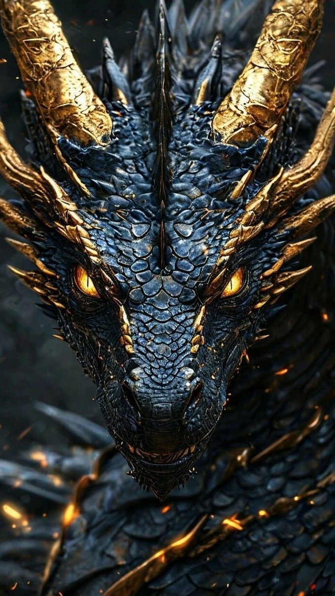 Výšivka Diamantový drak Zlatý Černý Zlato Portrét Diamanty Čtvercové 40x80 cm