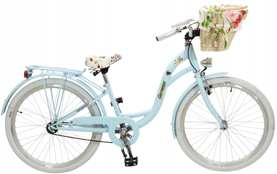 Piękny Błękitny Rower Miejski Dziewczęcy 24 Cale dla dziewczynki 1-BIEGOWY