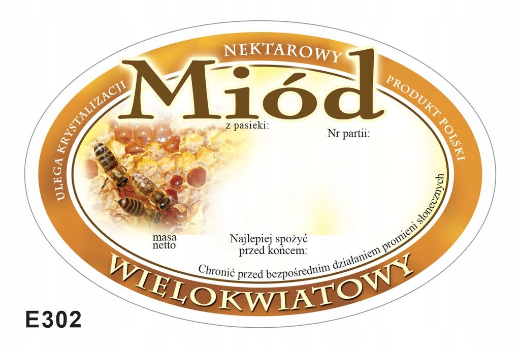 

Paczka etykiet owalnych na miód wielokwiatowy (100
