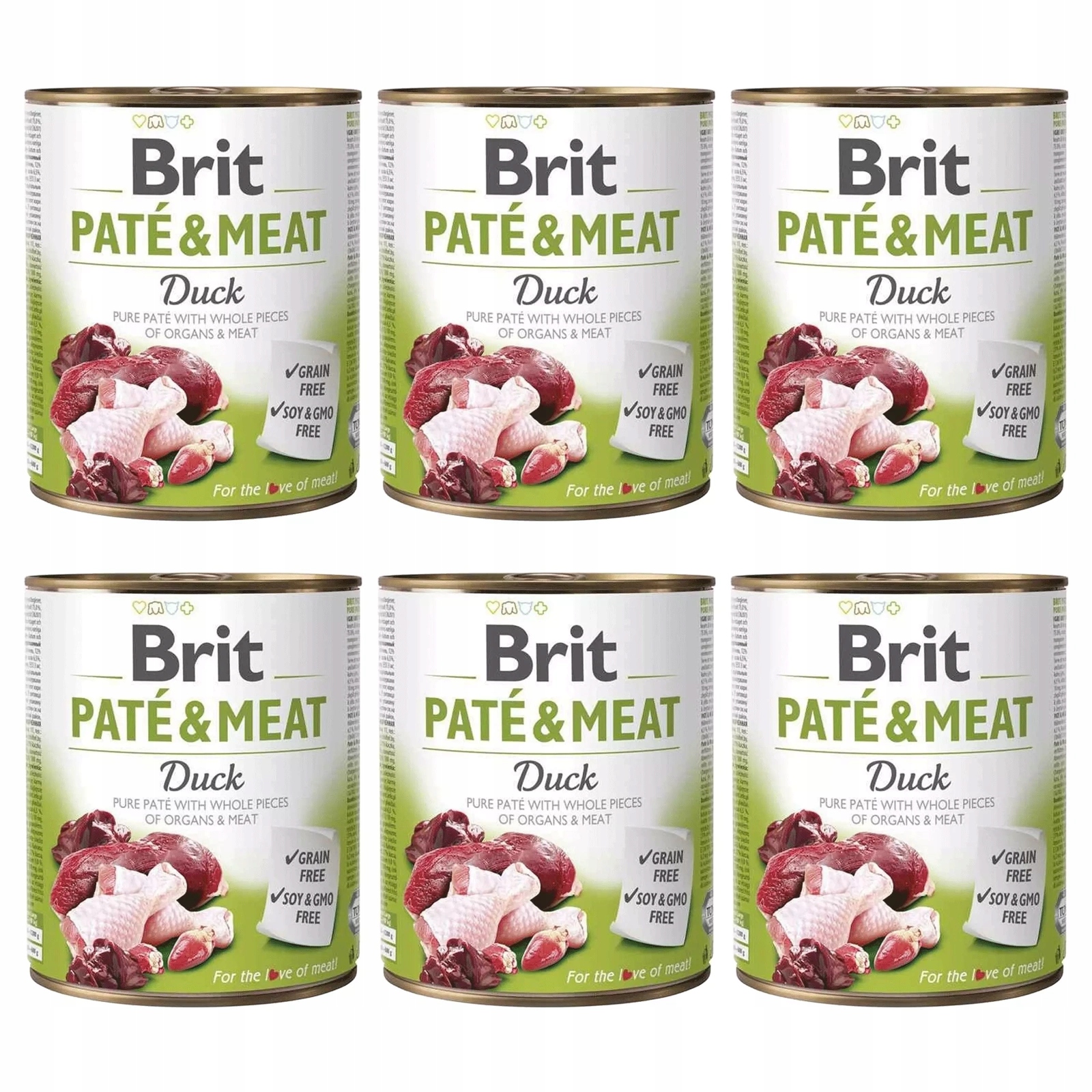 Brit Pate & Meat Krmivo mokré pro psa Kachna 6 x 800 g bezobilná, zdravá
