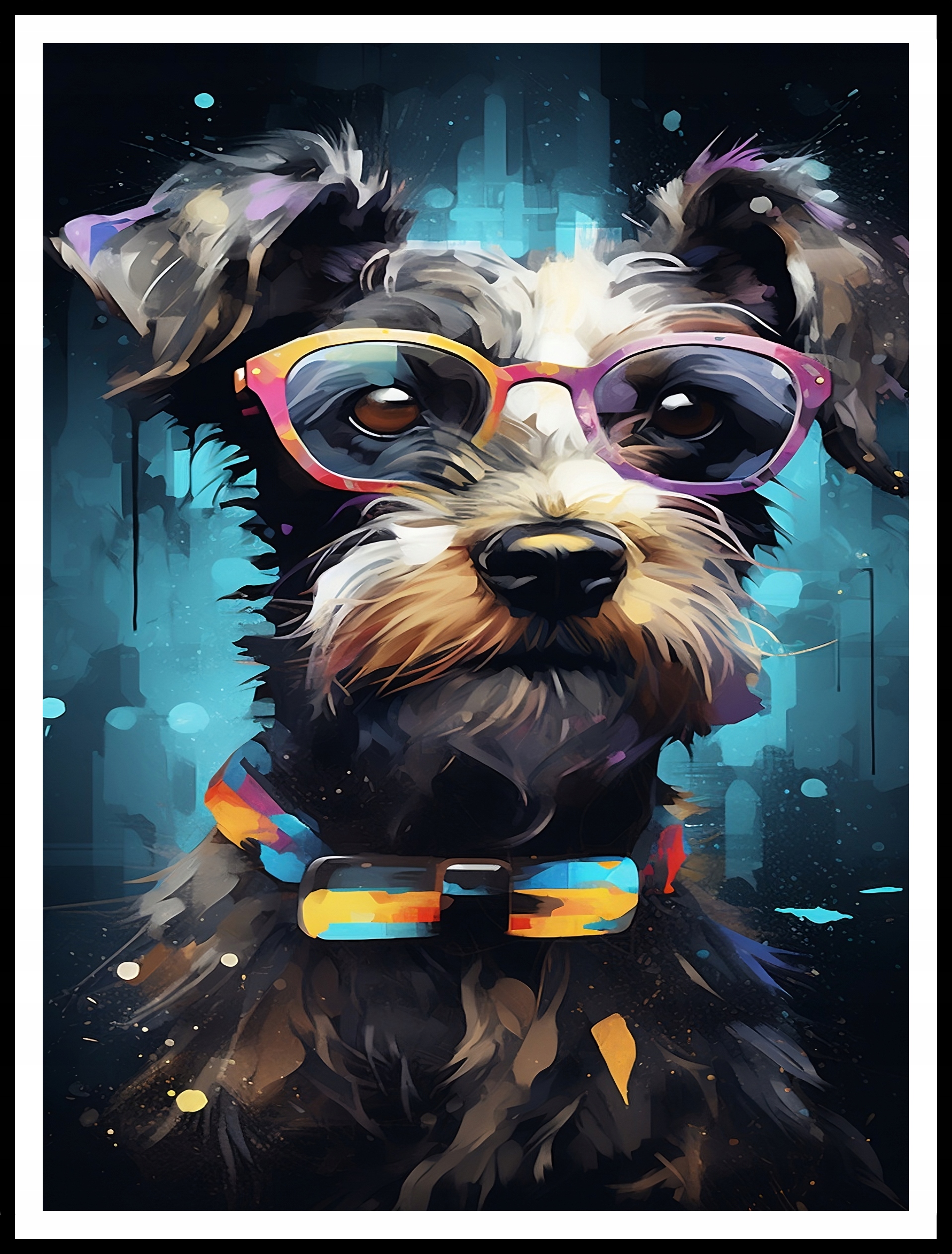 Plakat na Ścianę Obraz Dekoracja Pies Żywe Kolory 40x60 cm Premium ElliveX Marka inna