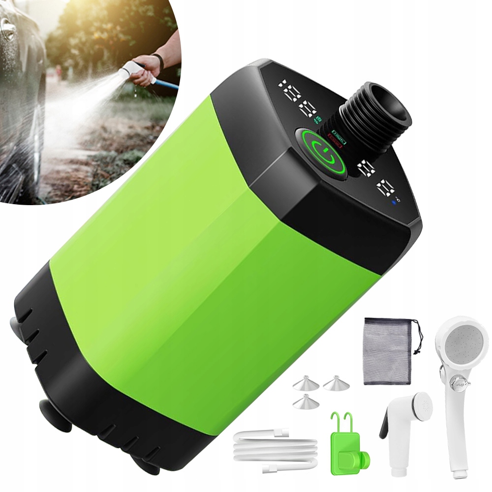 Přenosná sprcha 6000 mAh s Usb, displej, ideální pro zahradu a kempování