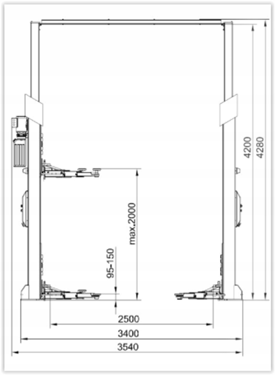 Podnośnik dwukolumnowy elektrohydrauliczny ATH 622207, Comfort Lift 2.40XL, Marka inna
