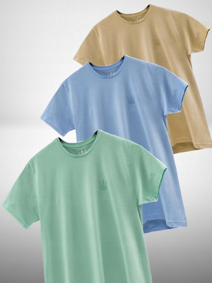 Tričko Sada 3 Kusů Pánských Triček Na Léto Béžová Mátová Světle Modrá Jigga M