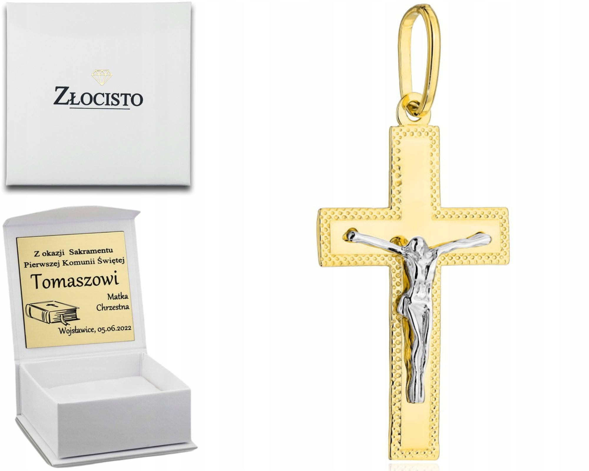 Zlatý Diamantový Kříž S Ježíšem V Ryzosti Zlata 585, Dvě Barvy Zlata