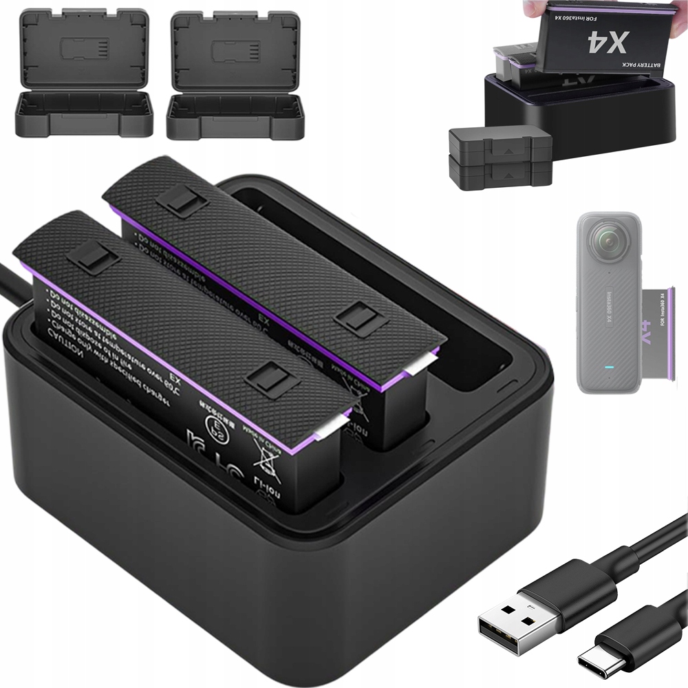 Usb Nabíječka Baterií Pro INSTA360 X4, Přesné Přizpůsobení