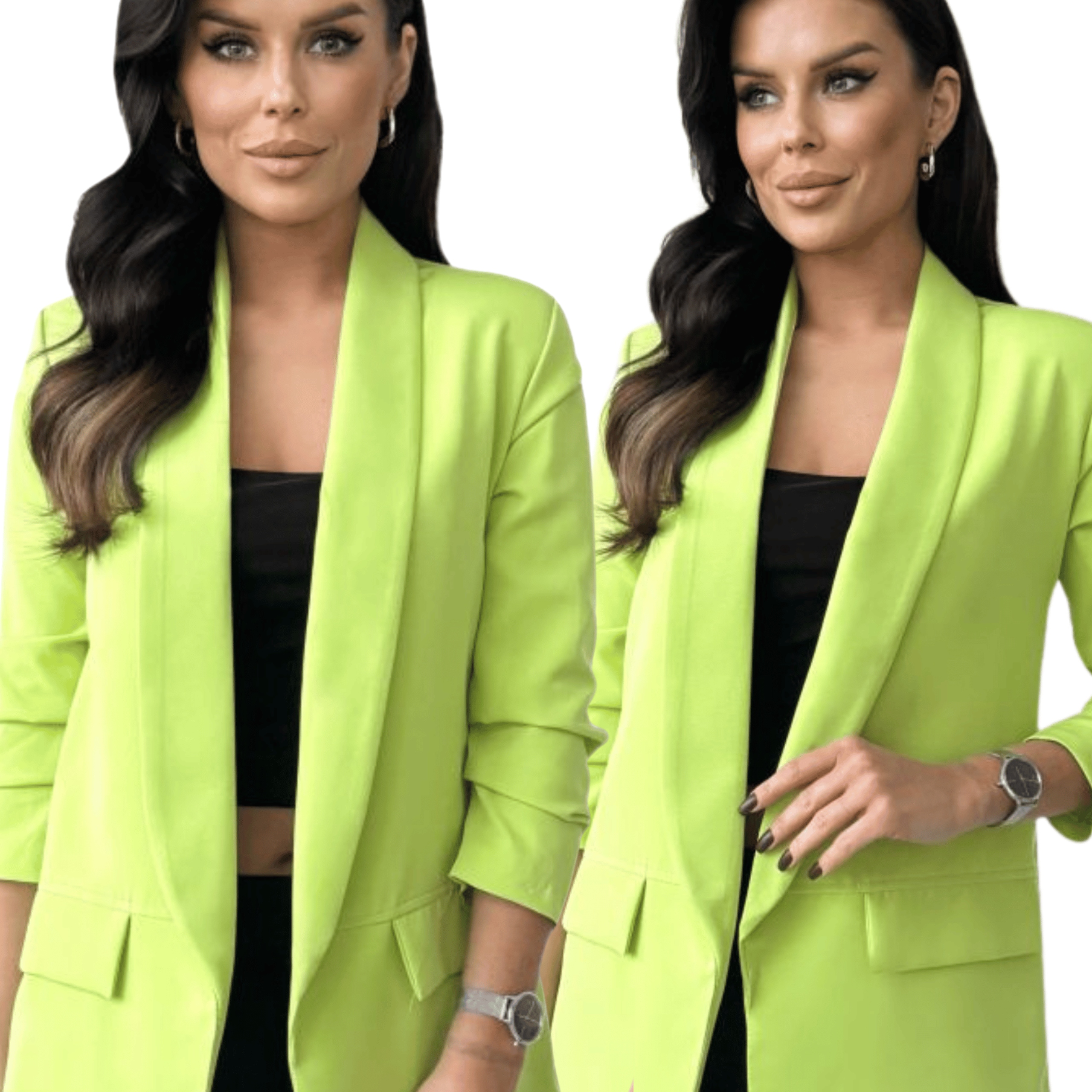 Żakiet Damski Kobiecy Narzutka Marynarka Klasyk Luźny 52 6XL Limonka 2593