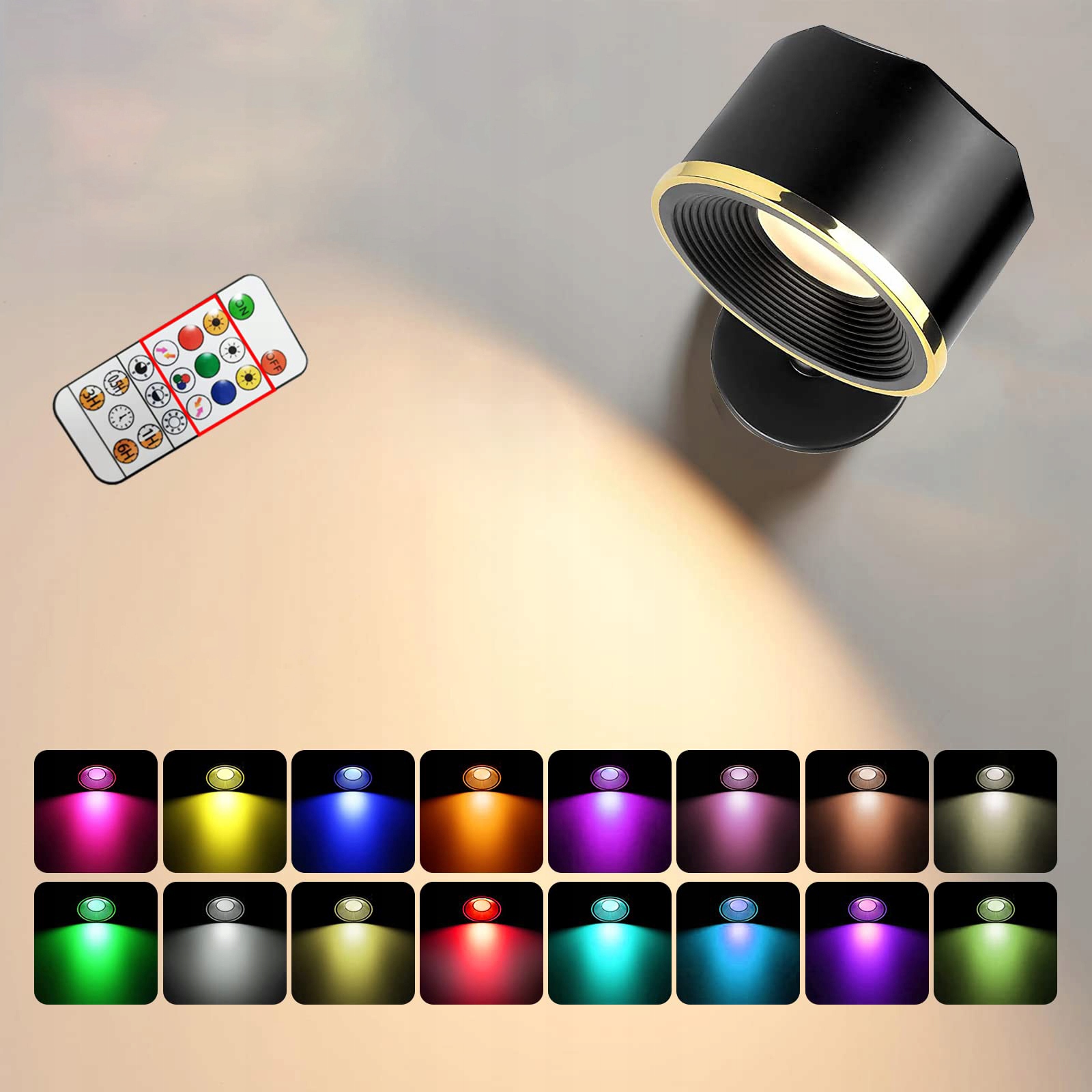 BEZPRZEWODOWA LAMPKA ŚCIENNA RGB LED MAGNETYCZNA KINKIET NAD ŁÓZKO Kolekcja Wall Lamp