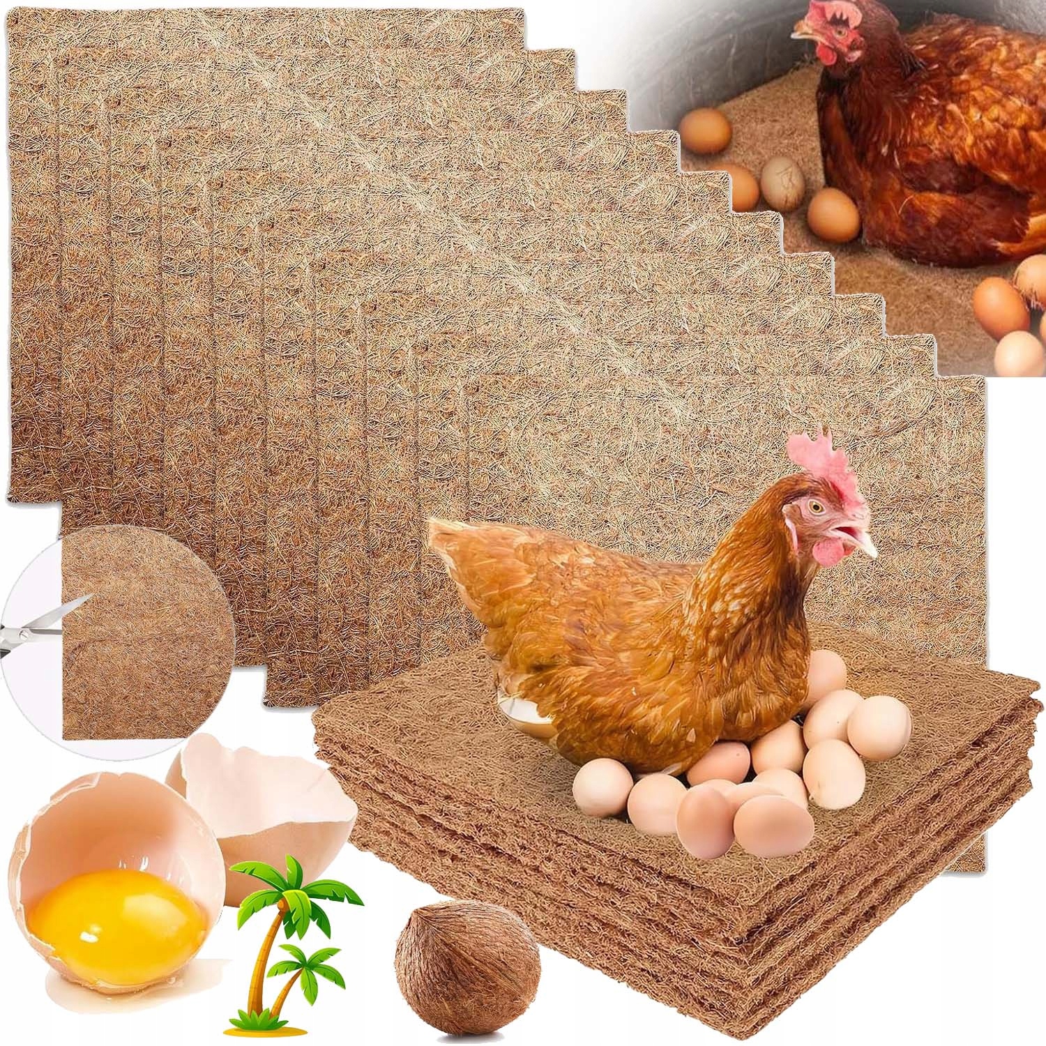 Levně 10 Ks Kokosová Podložka Substrát Jako Stelivo Do Klece Domeček Záchod 30X30 CM