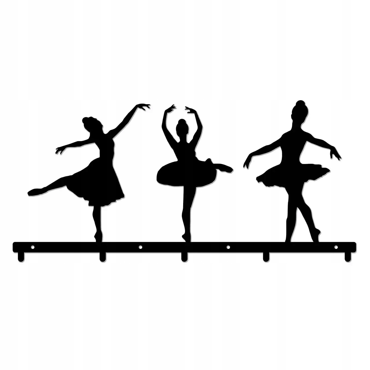 Nástenný Vešiak Na Oblečenie 60 cm Pevná Oceľ 2 mm Čierny Baletky