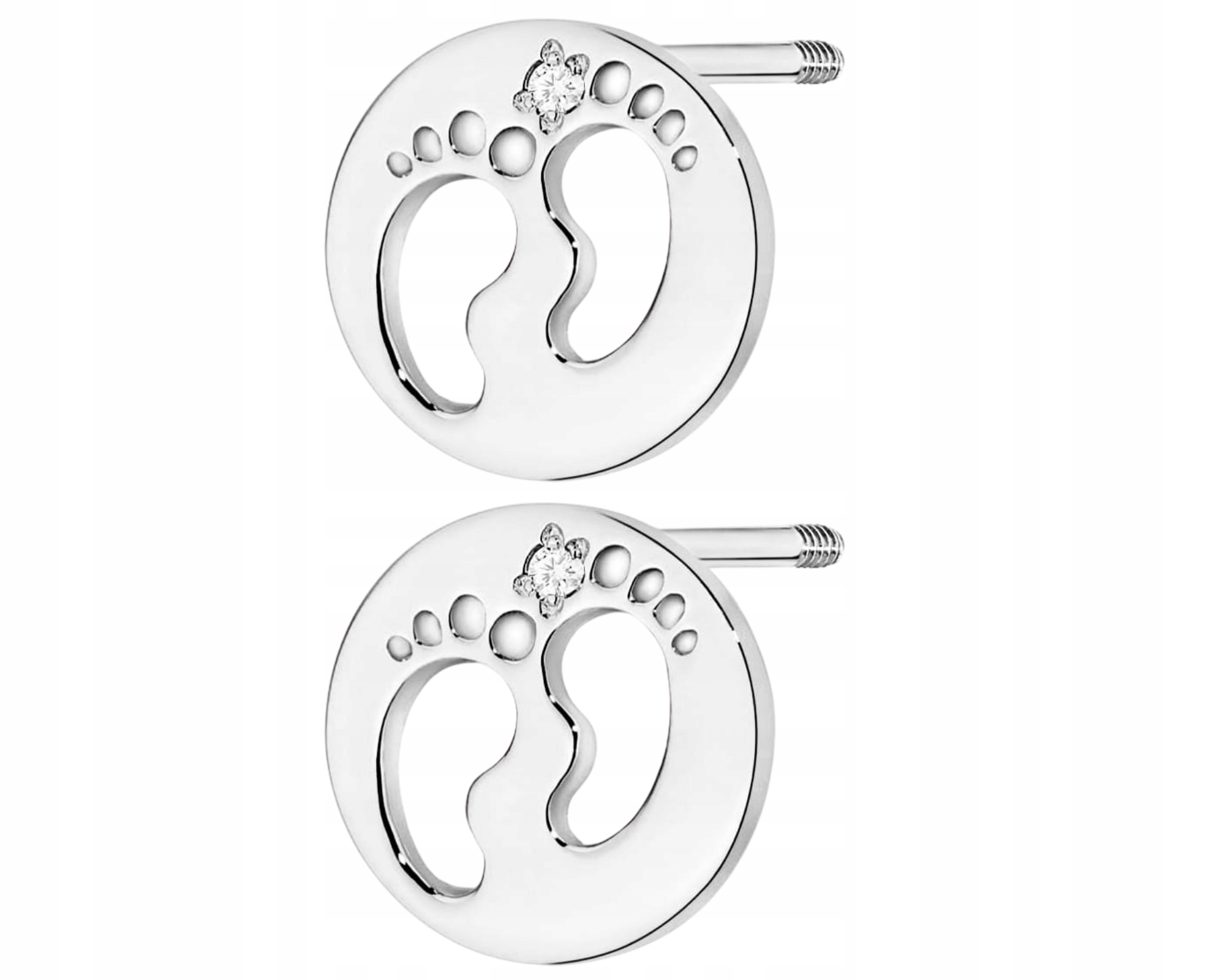 Bílé zlato Náušnice s diamantem Šroubovací tyčinka Nohy Gravírování a certifikát