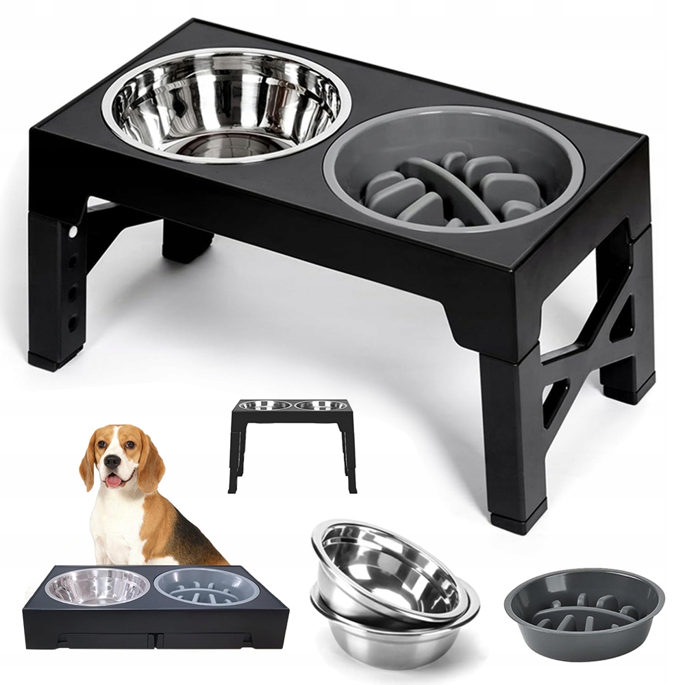 Levně Stojan Na Misky Pro Psa 5 Výškových Úrovní Nerezová Ocel Slow Food