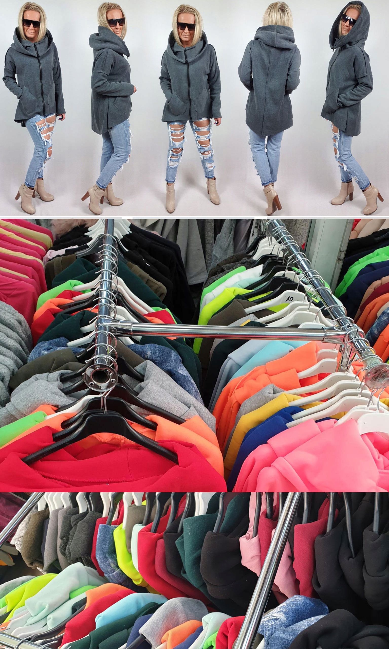 ASYMETRYCZNA BLUZA TUNIKA KARDIGAN KOMIN KAPTU XXL Liczba kieszeni 2