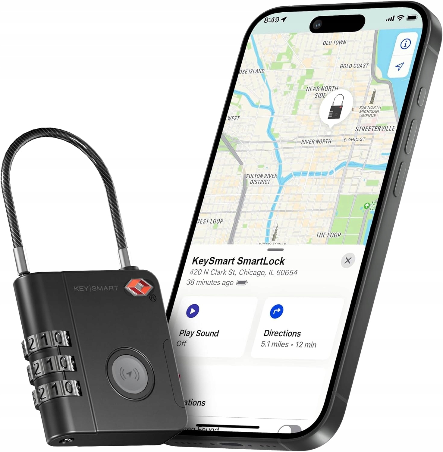 KeySmart Smart Lock zámek na kufr tašky s lokalizátorem Apple Find My