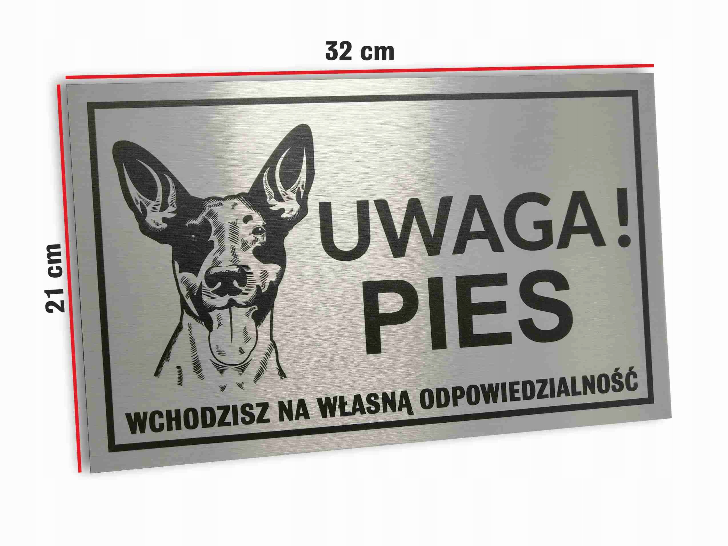 Tabliczka UWAGA PIES ALUMINIOWA 32x20 Marka inna