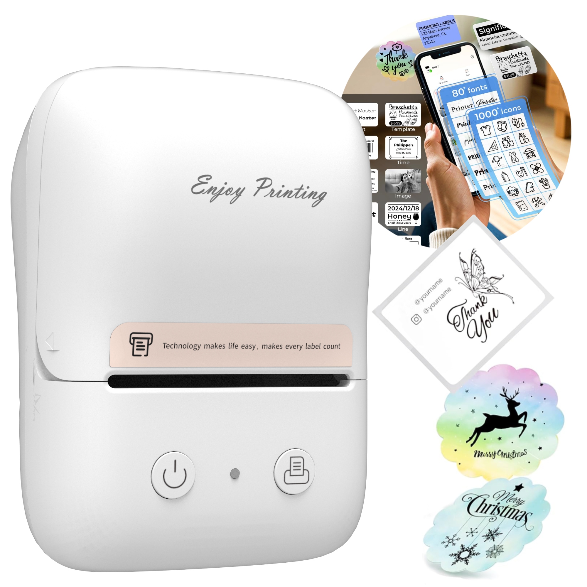 Drukarka termiczna etykiet Phomemo M122 naklejki samoprzylepne bluetooth