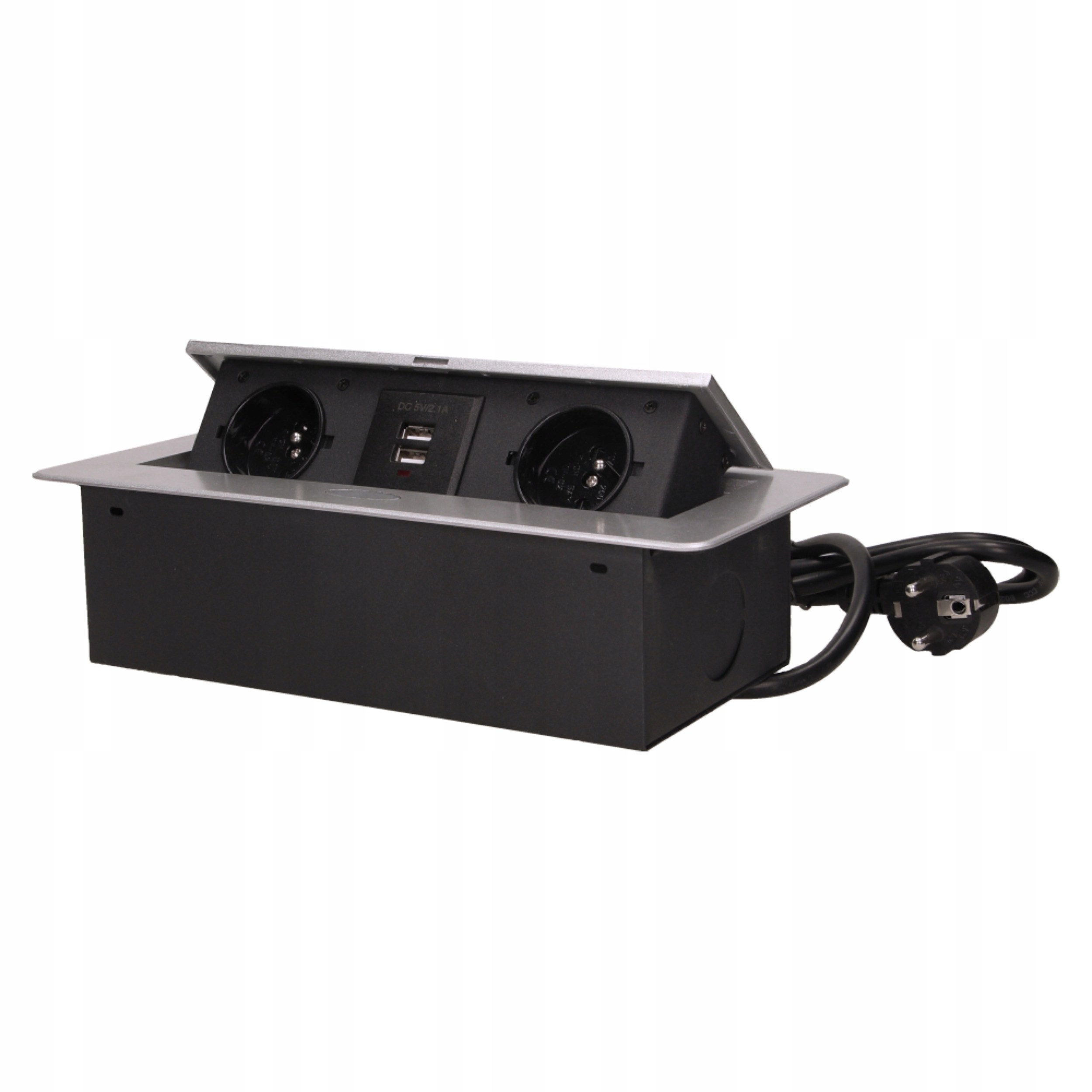 Výklopný blok zapuštěný Orno OR-AE-13126/G, 2x 230V a 2x Usb, stříbrný