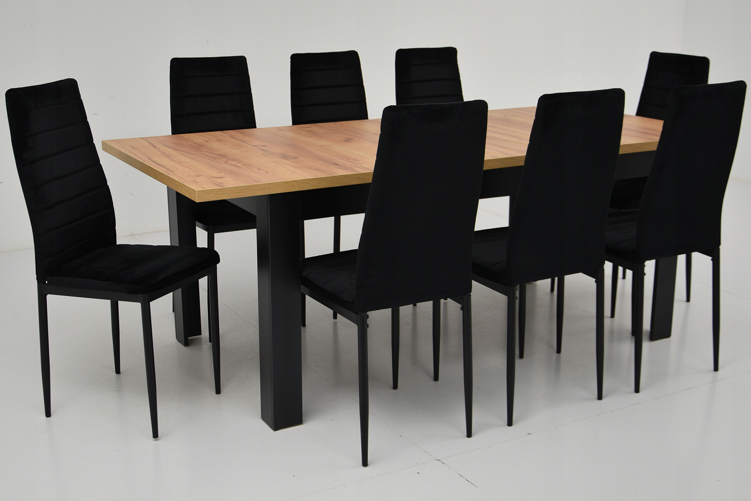 Duży zestaw STÓŁ ROZKŁADANY do 2m i 8 krzeseł LOFT Kształt blatu prostokątny