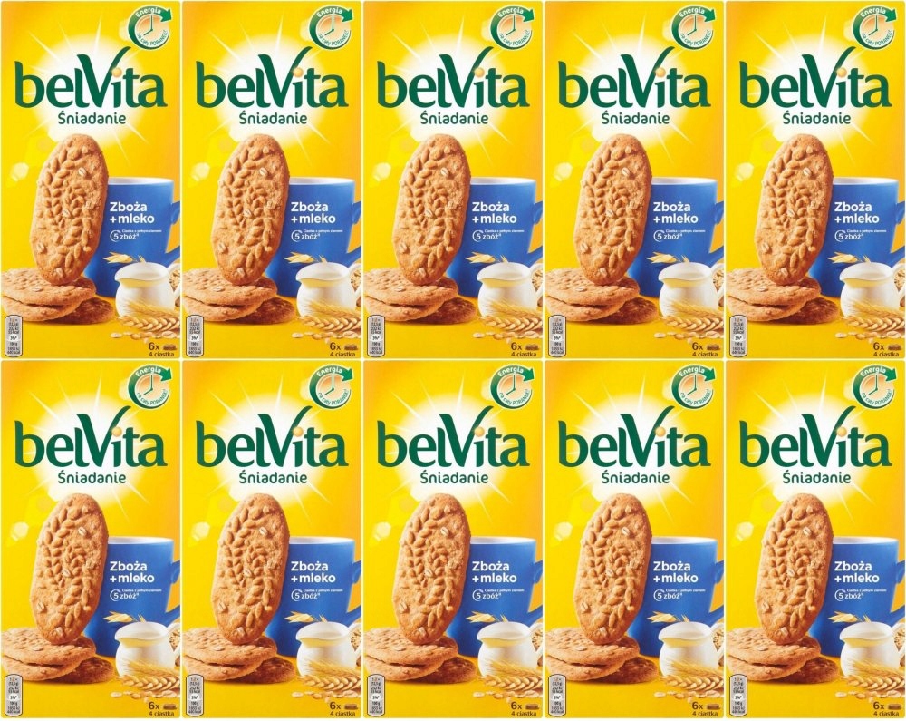 Belvita Original Ciastka Zbożowe 5 Zbóż Mleko x10