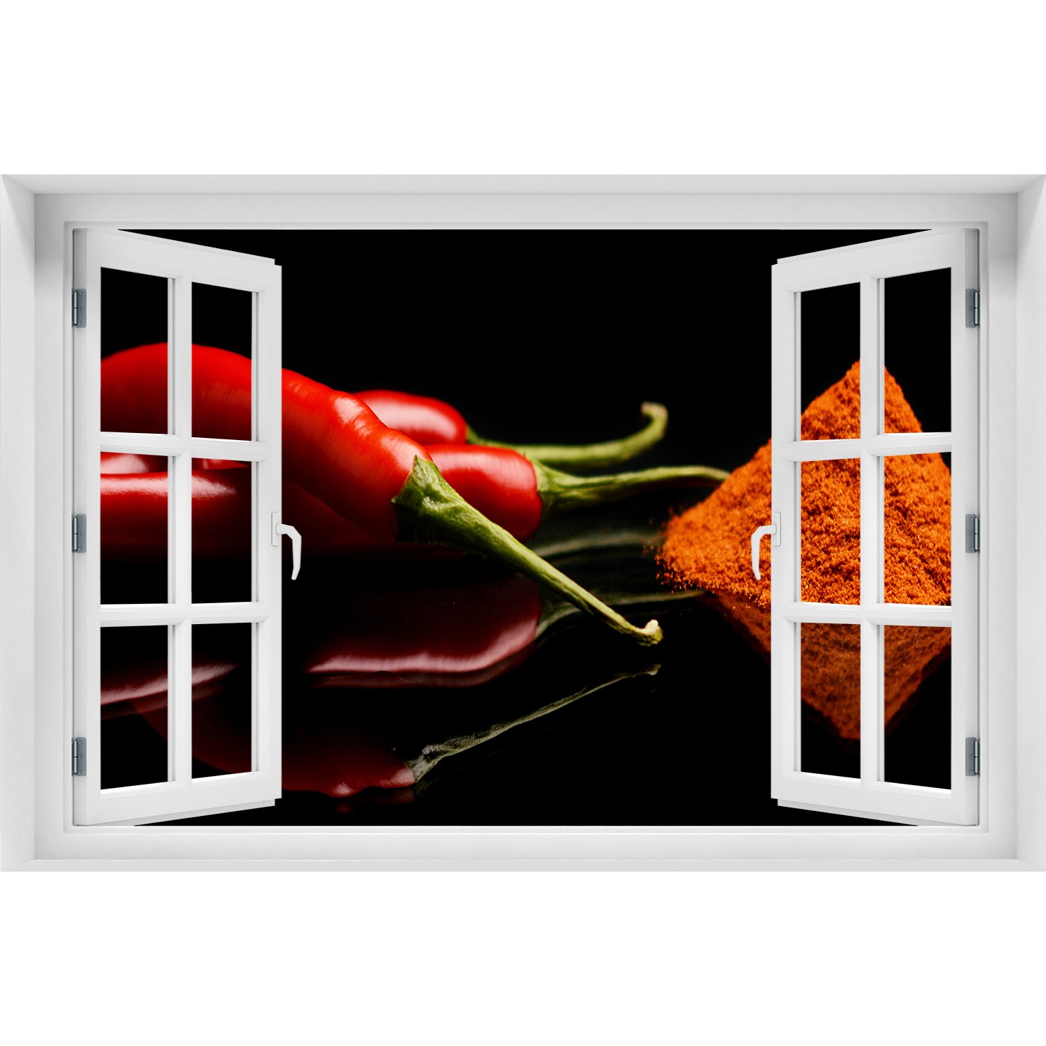 

3D Okno Naklejka ścienna Chilli i cayenne 90x60