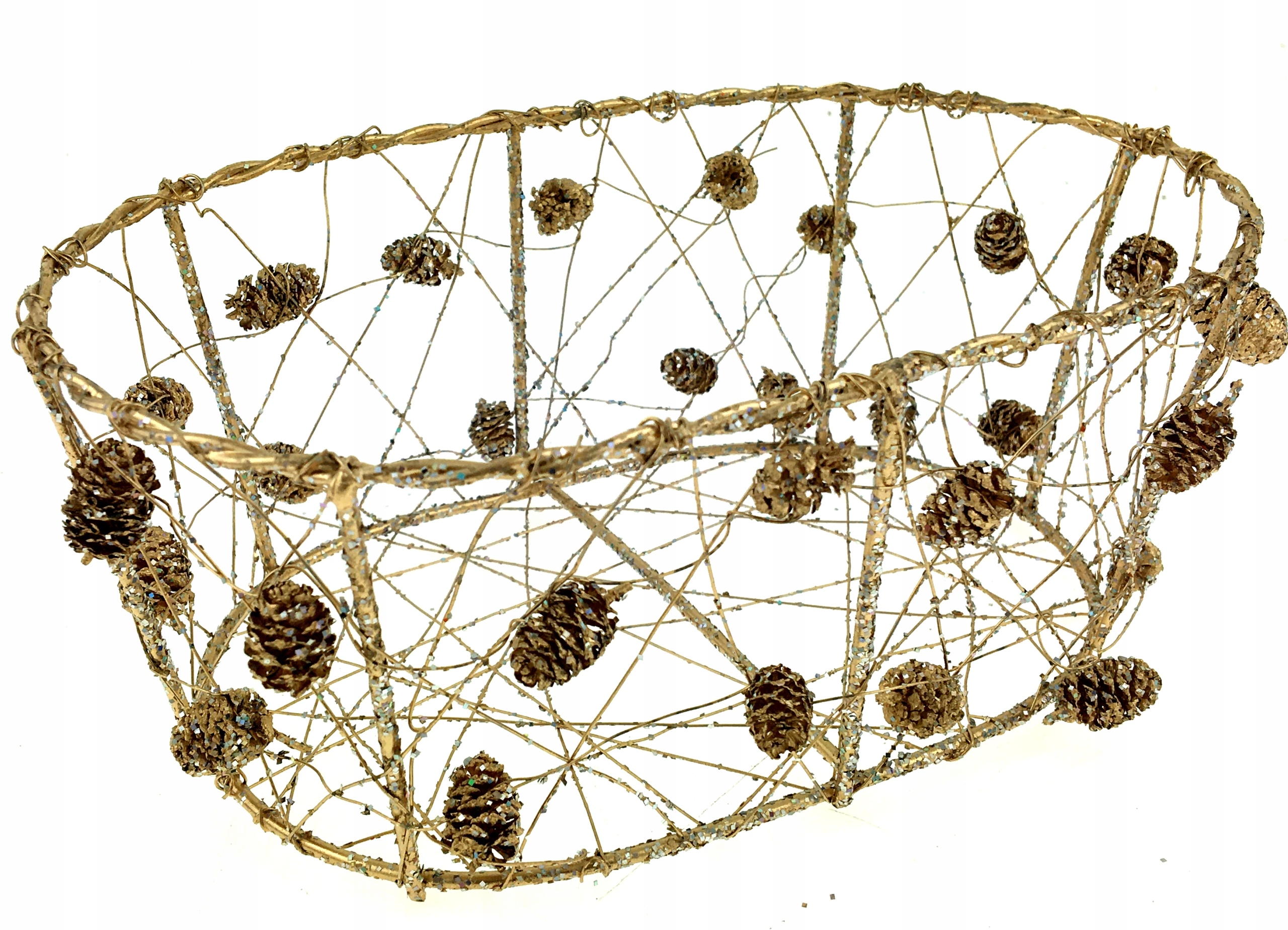 

Koszyk Ażurowy Złoty Metal Szyszki 14x22 cm